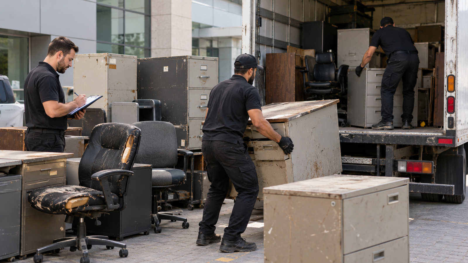 Office furniture pickup and loading